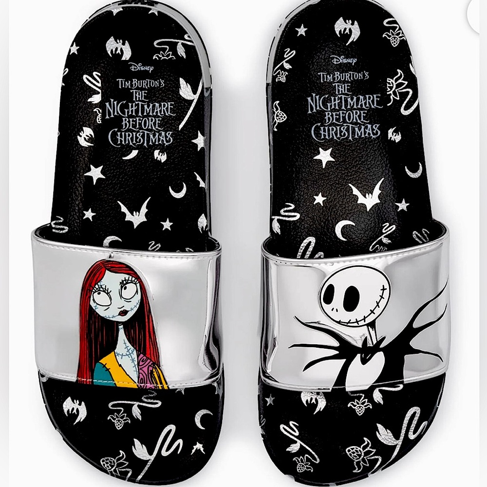 BRAND NEW Nightmare Before Christmas Women's Metallic Slide Sandals